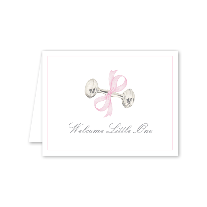 Rattle and Bow Pink Card