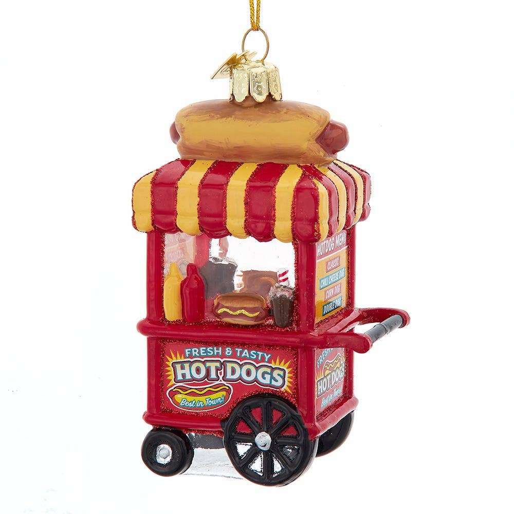 Glass Hot Dog Cart Ornament