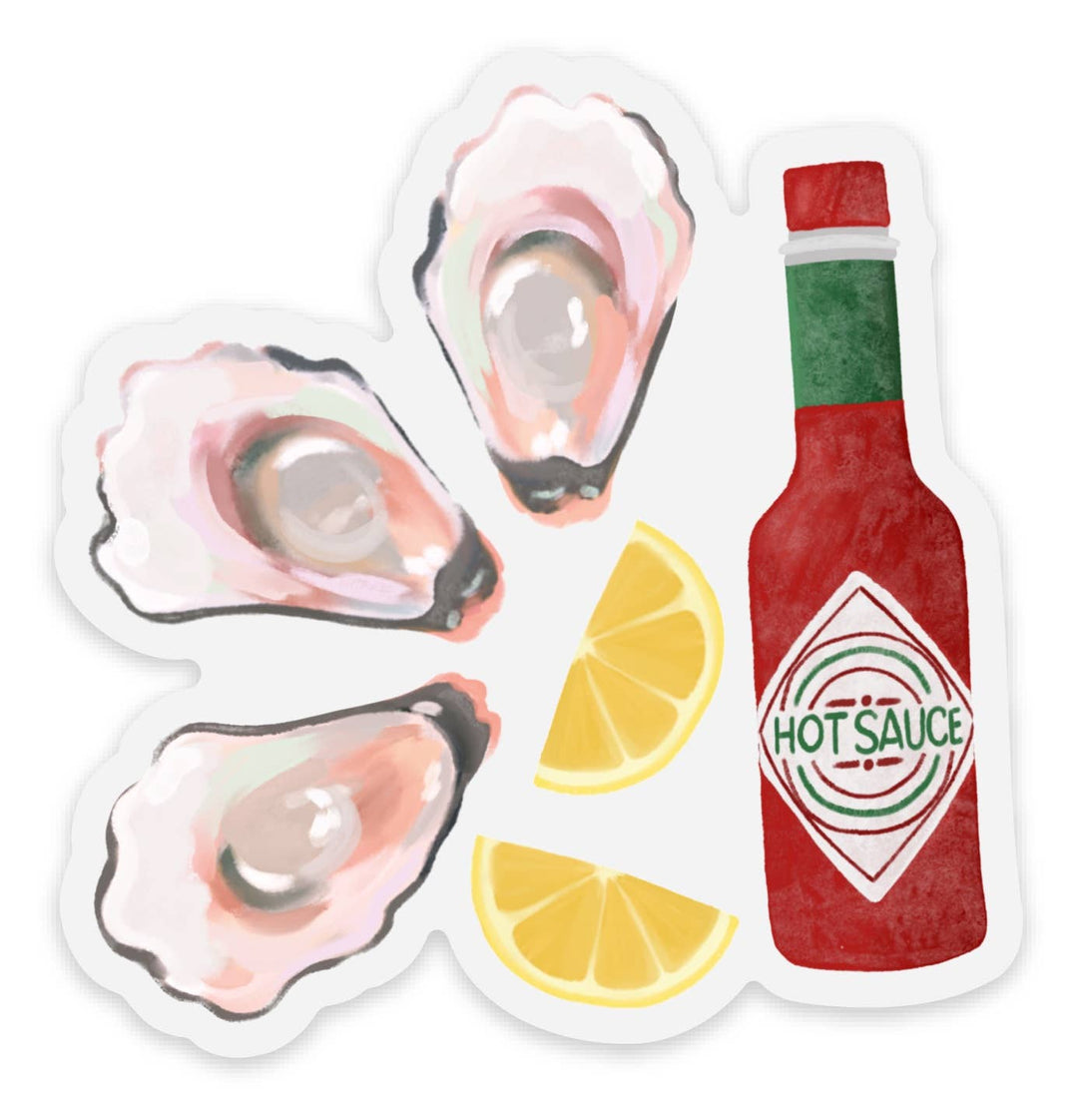 Clear Oysters & Hot Sauce Sticker