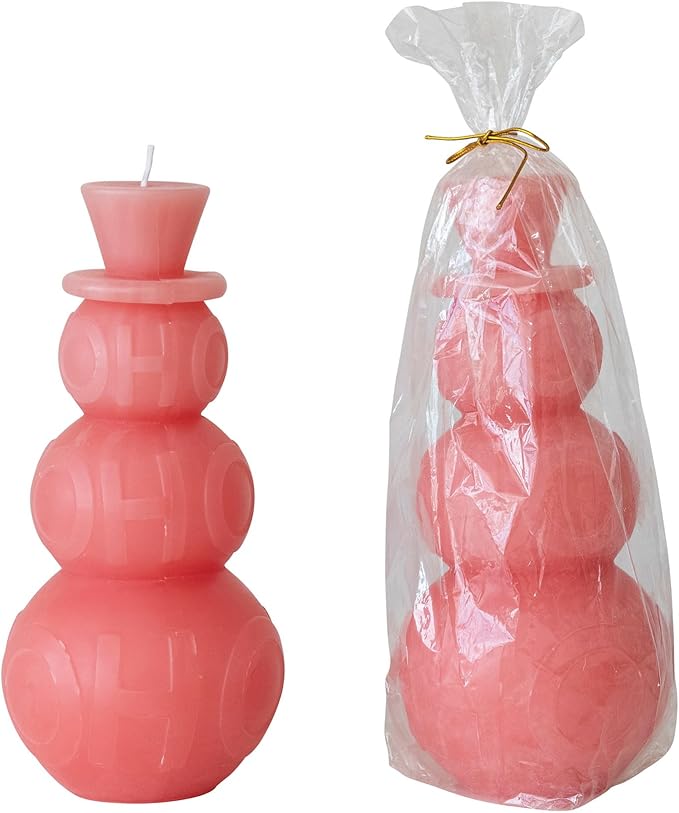 Unscented "Ho Ho Ho" Snowman Shaped Pillar Candle