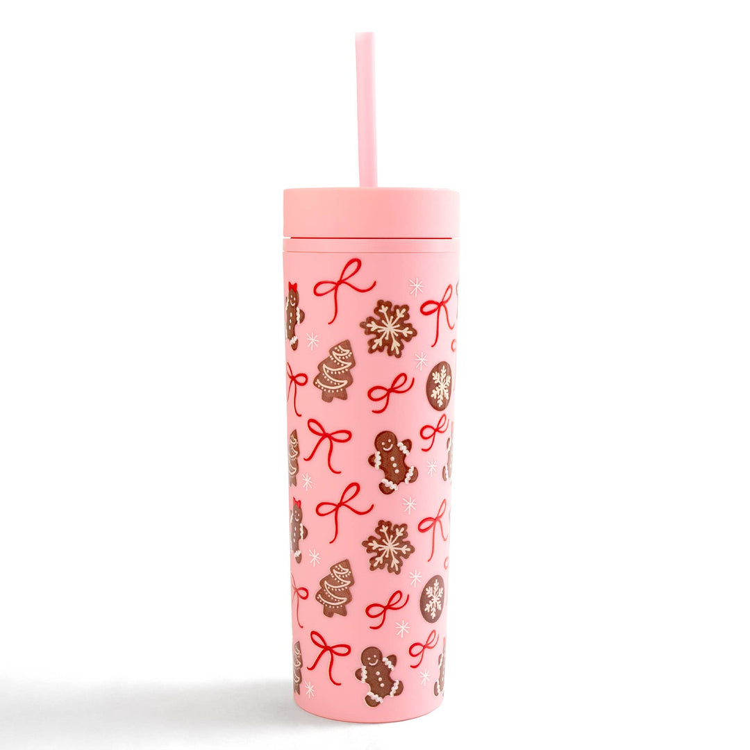 Pink Gingerbread Cookies Christmas Tumbler