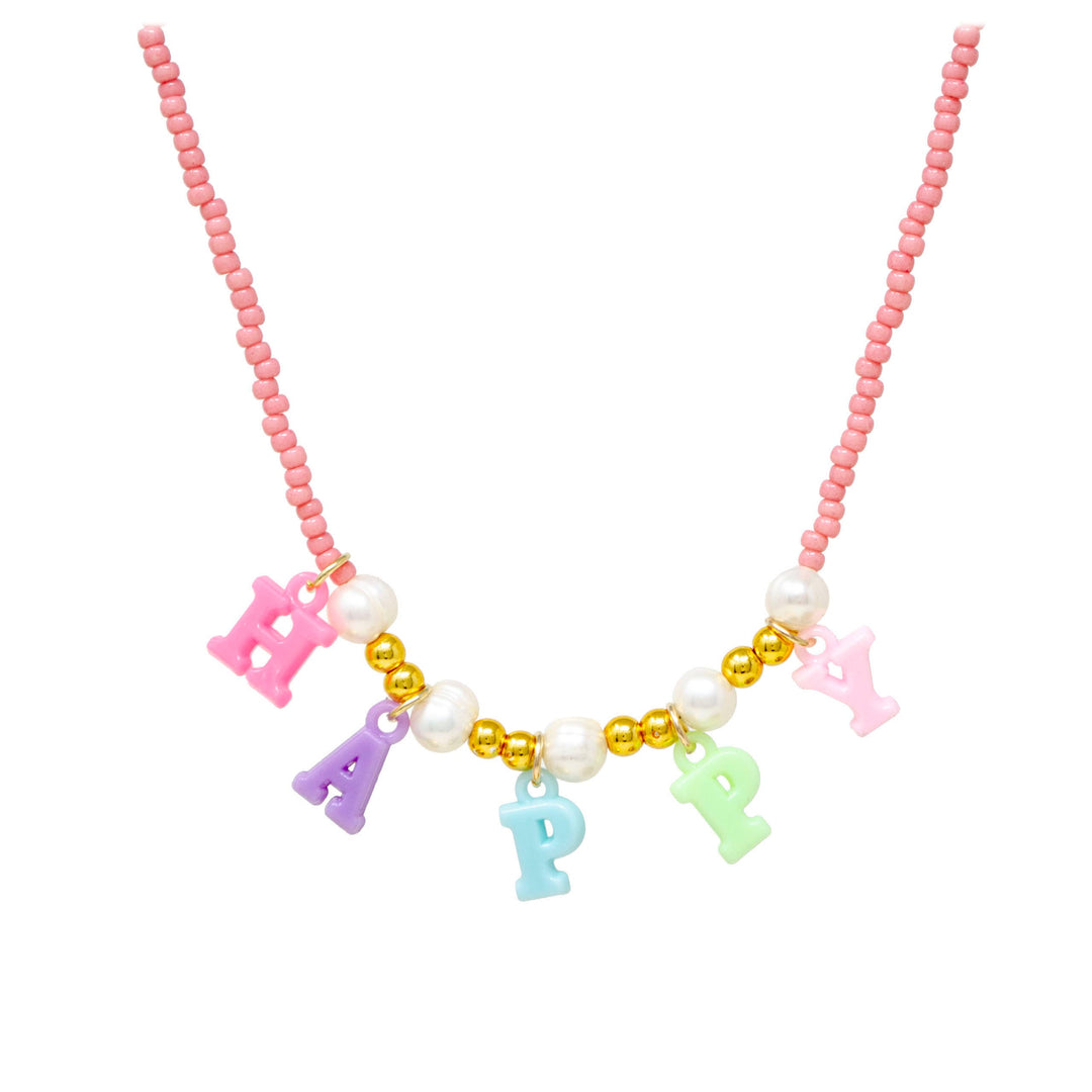 Happy Pink Bead Necklace