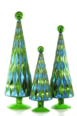 Mid Century Diamond Trees - Blue/Green
