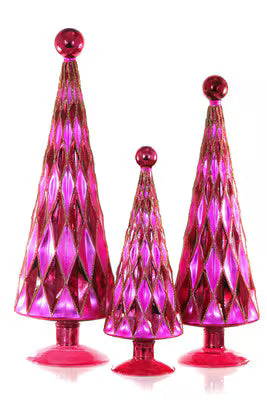 Mid Century Diamond Trees - Burgundy/Pink
