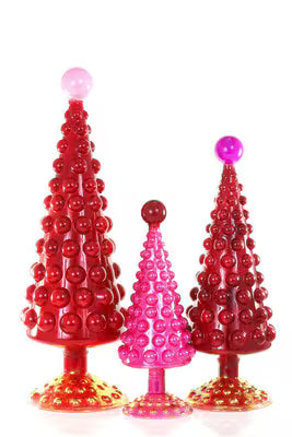 Modern Red/Pink Hobnail Trees