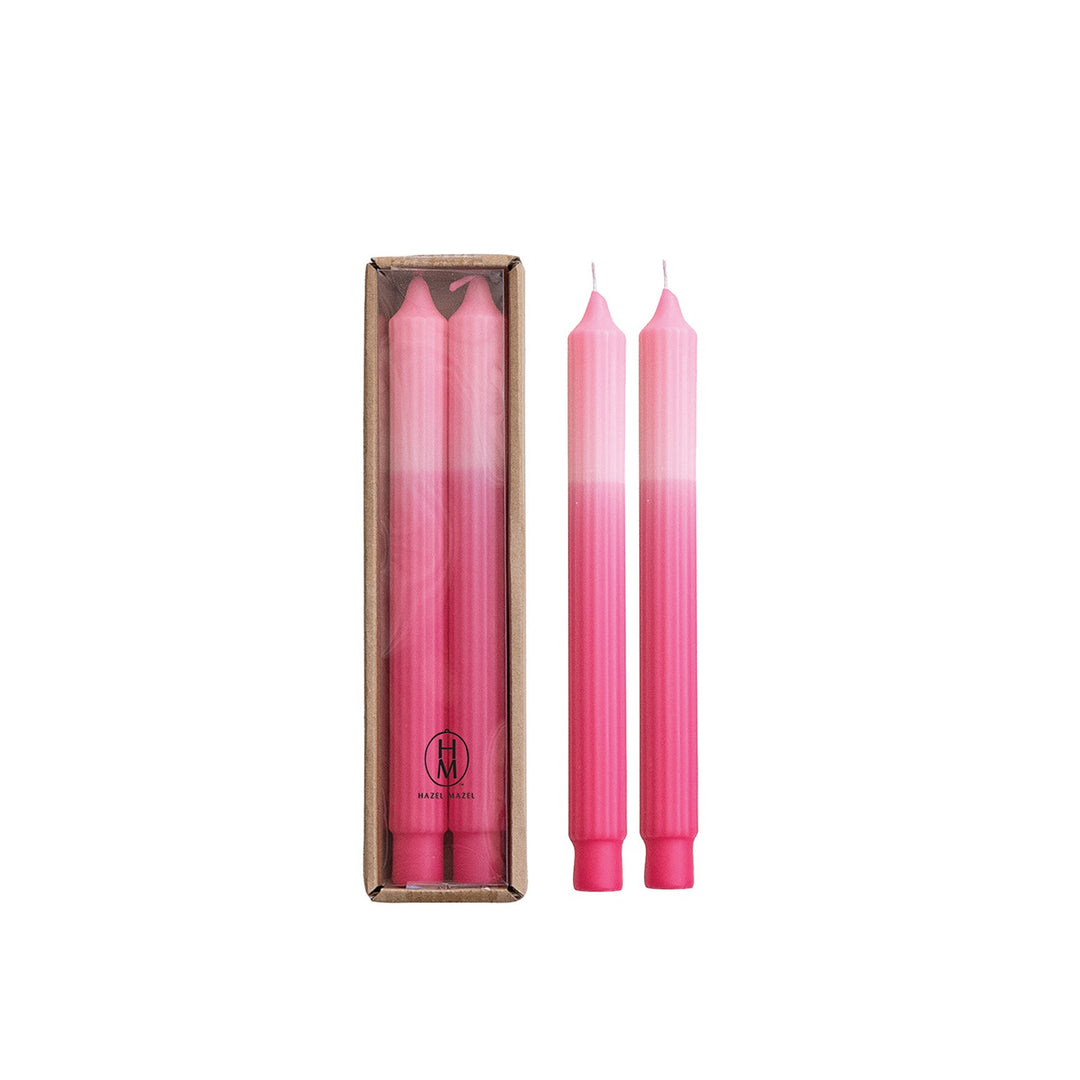 Pink Tone Pleated Taper Candles