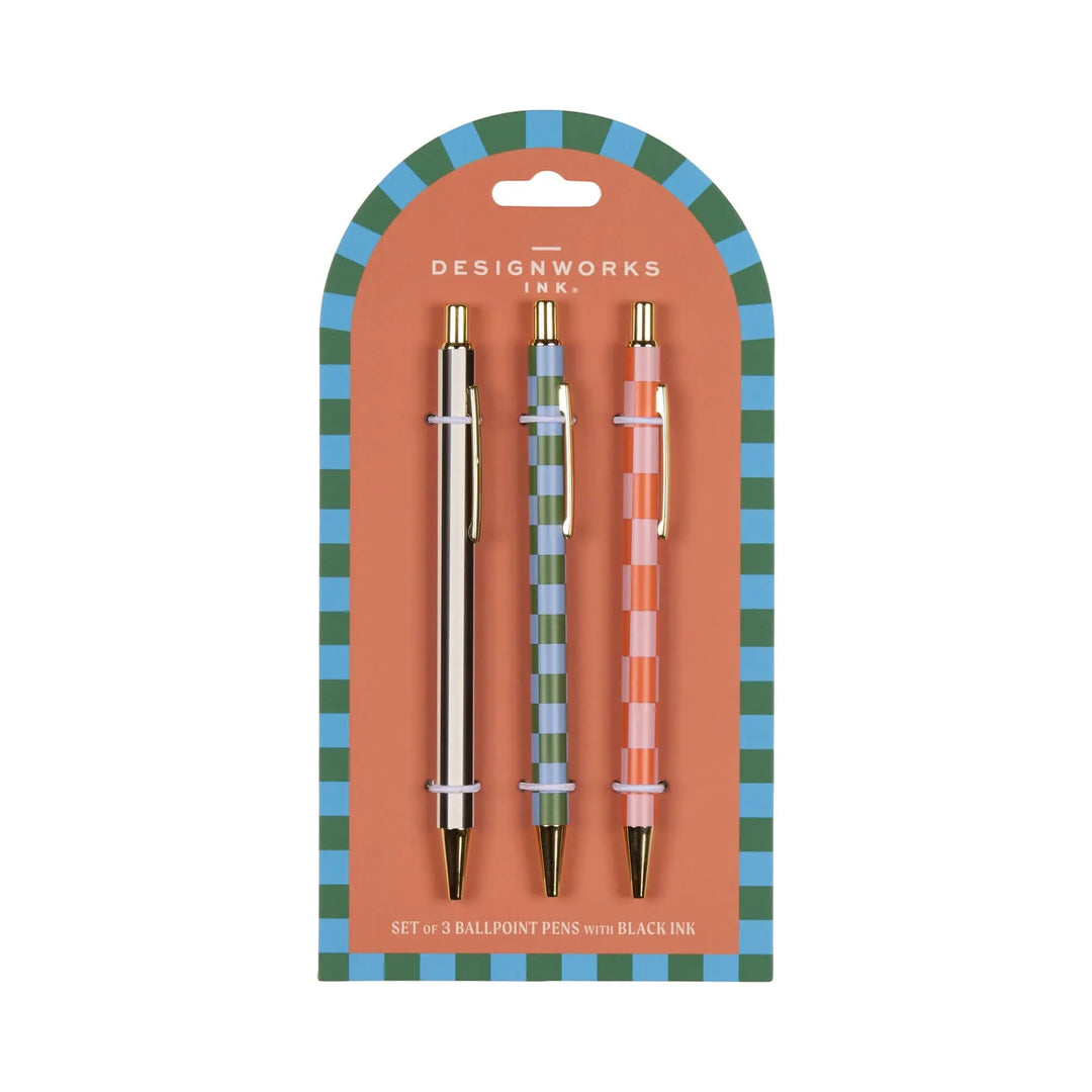 Stripes & Checks Dopo Set Of 3 Pens