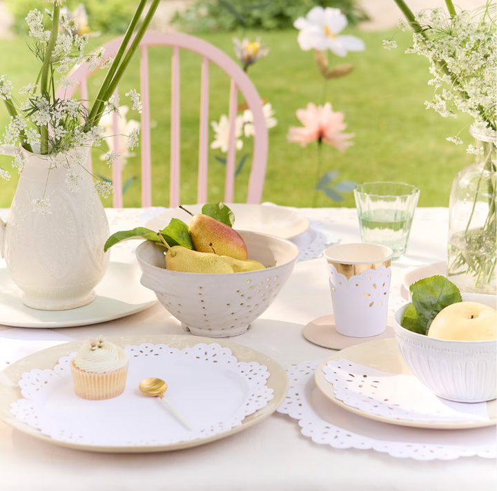 Broderie Anglaise Lace White Dinner Plates