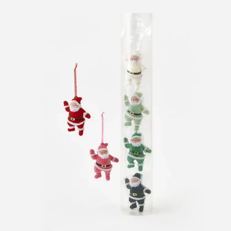 Flocked Santa Ornament