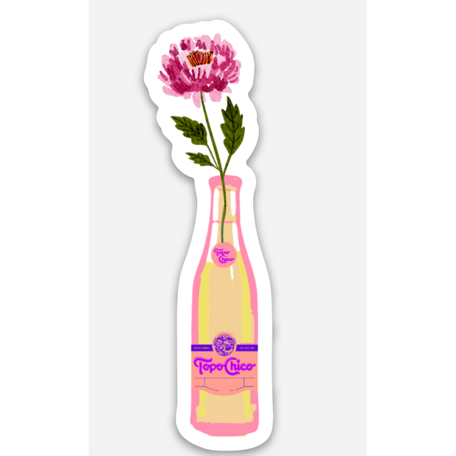 Topo Chico Pink Flower Sticker