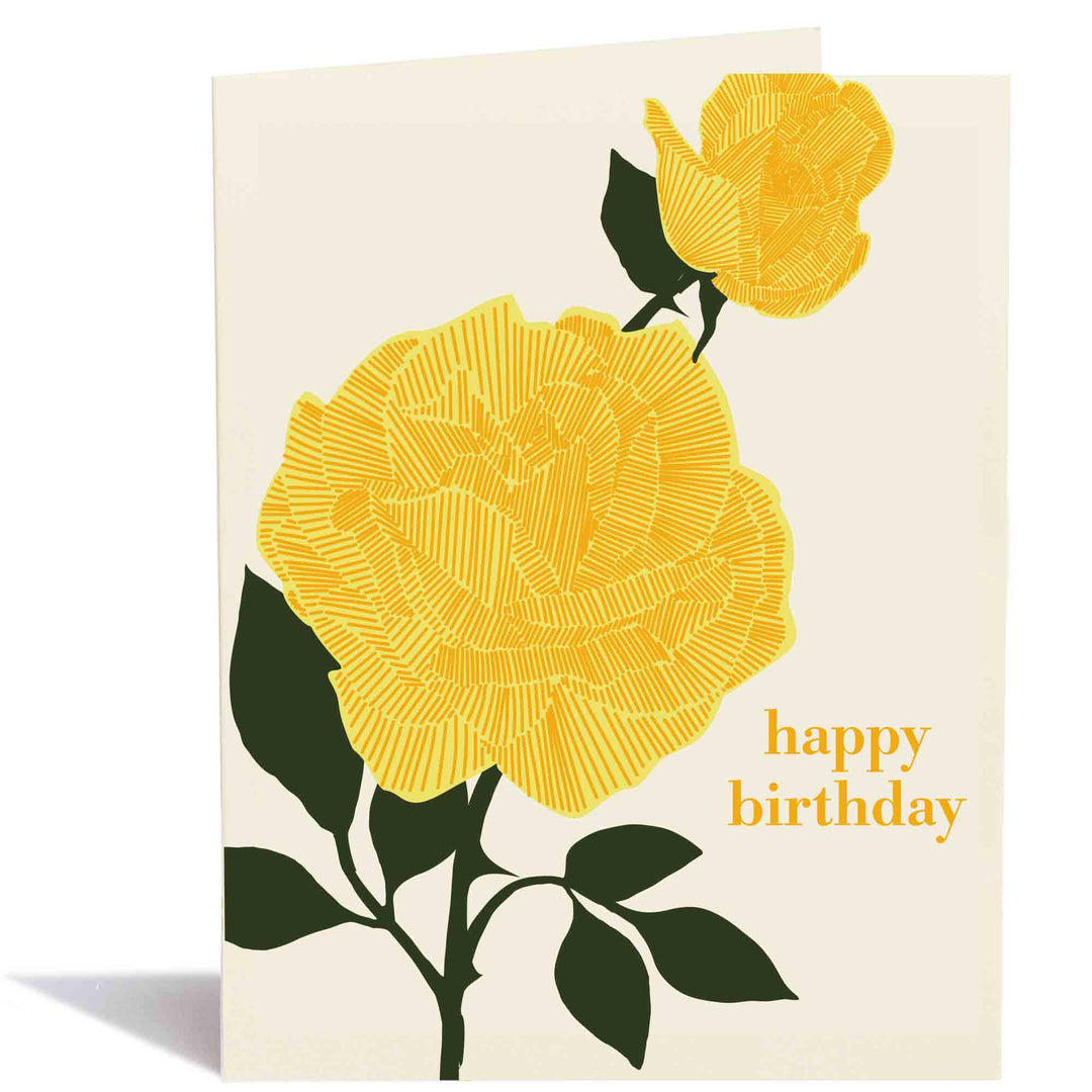 Big Yellow Rose Birthday Card