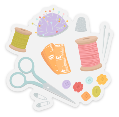 Clear Sewing Illustrations Sticker