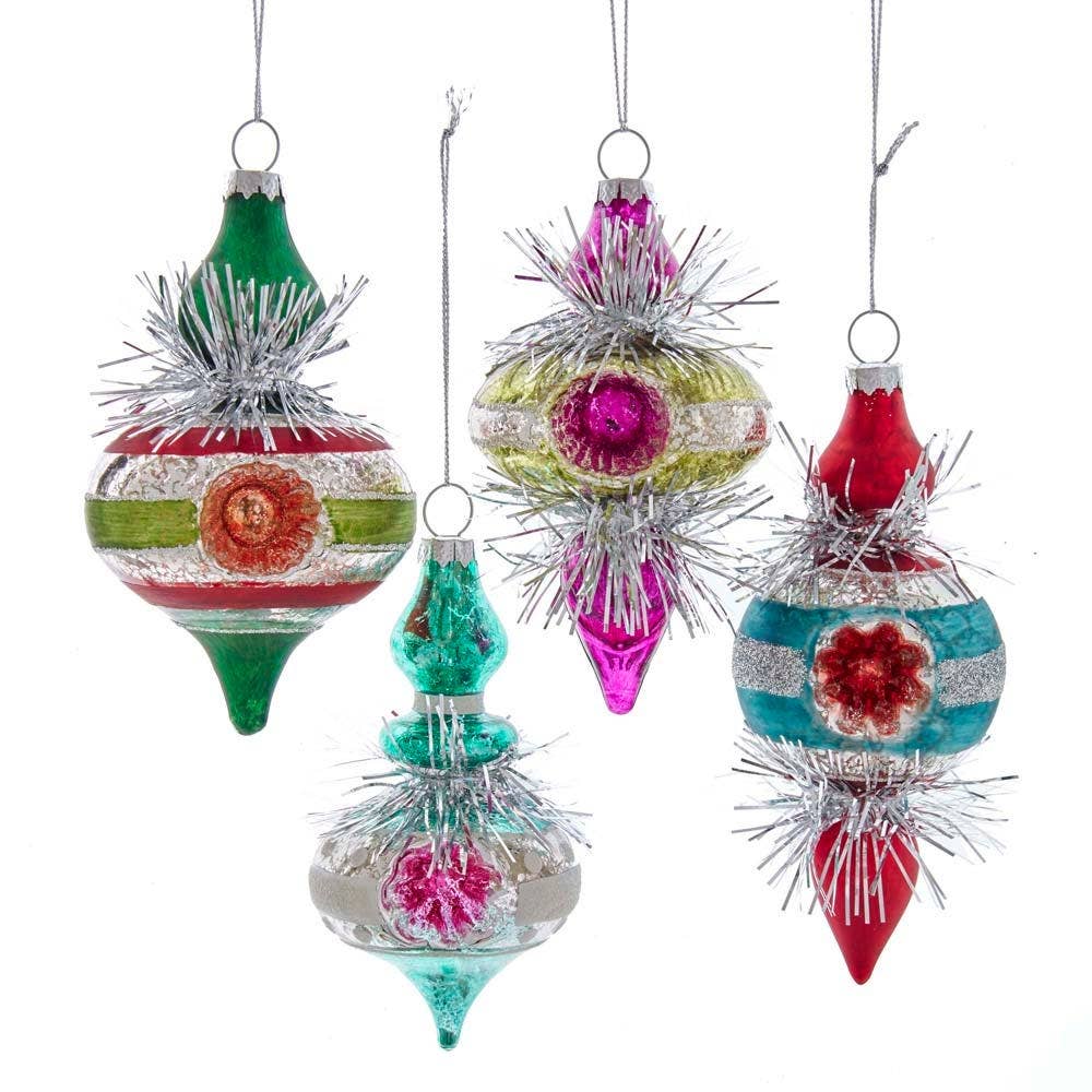 Retro Finial W/ Tinsel Ornaments