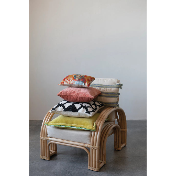 Cotton Velvet Pillow with Palm Print Gusset