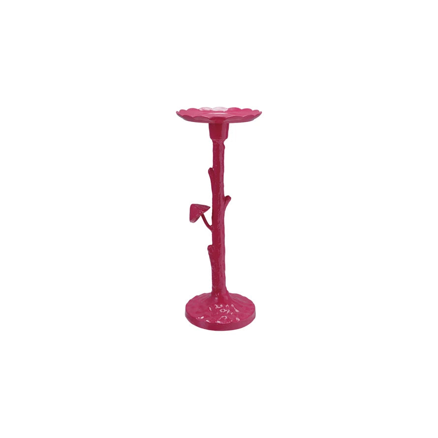 Pink Cast Iron Twig Taper/Candle Holder