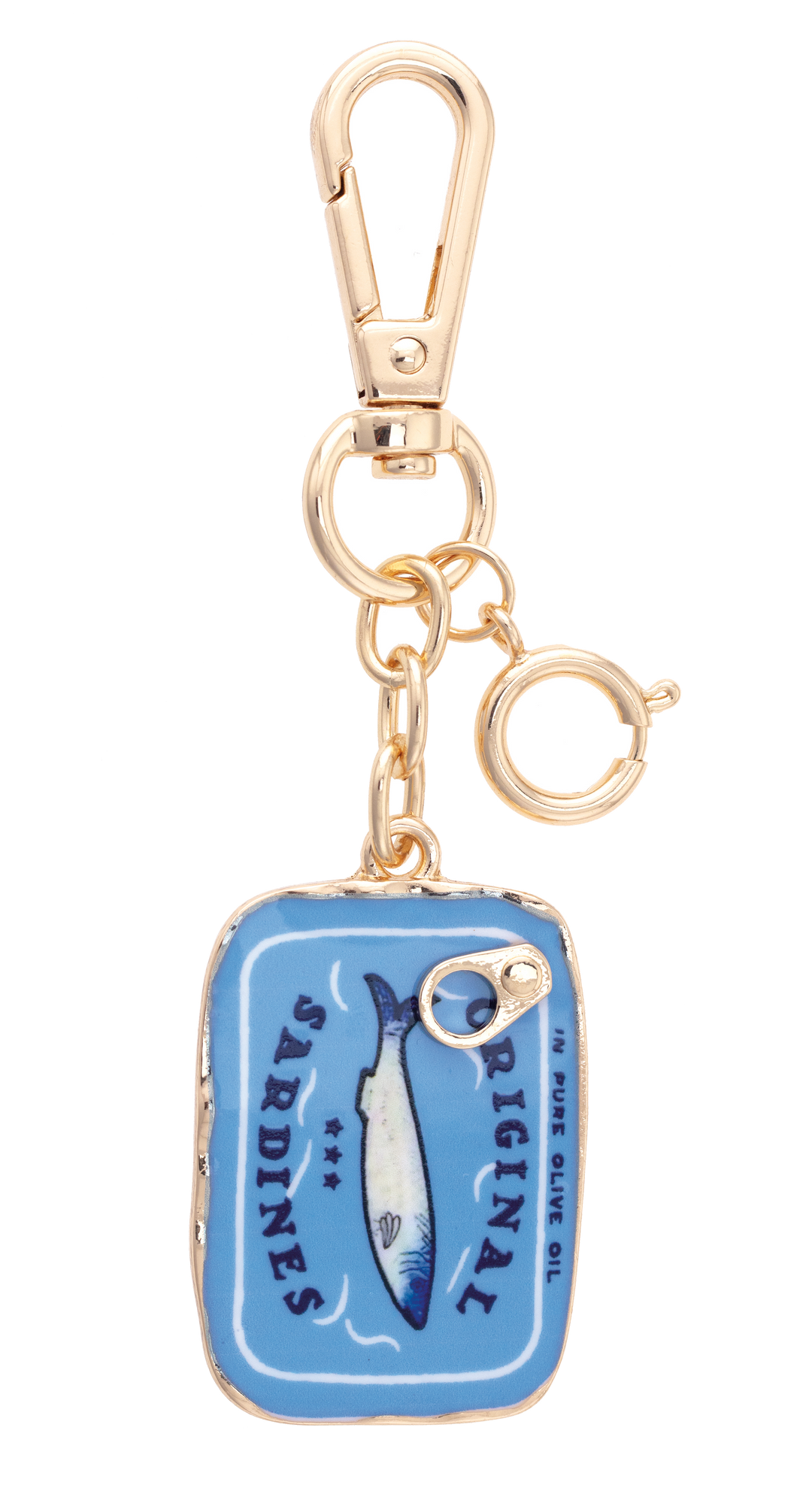Sardine Tin Enamel Bag Charm in Blue