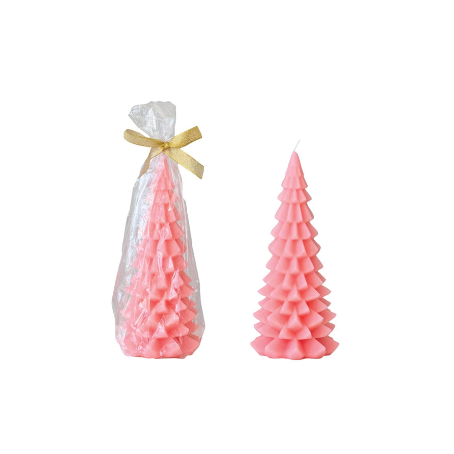 Pink Unscented Tree Shaped Candle