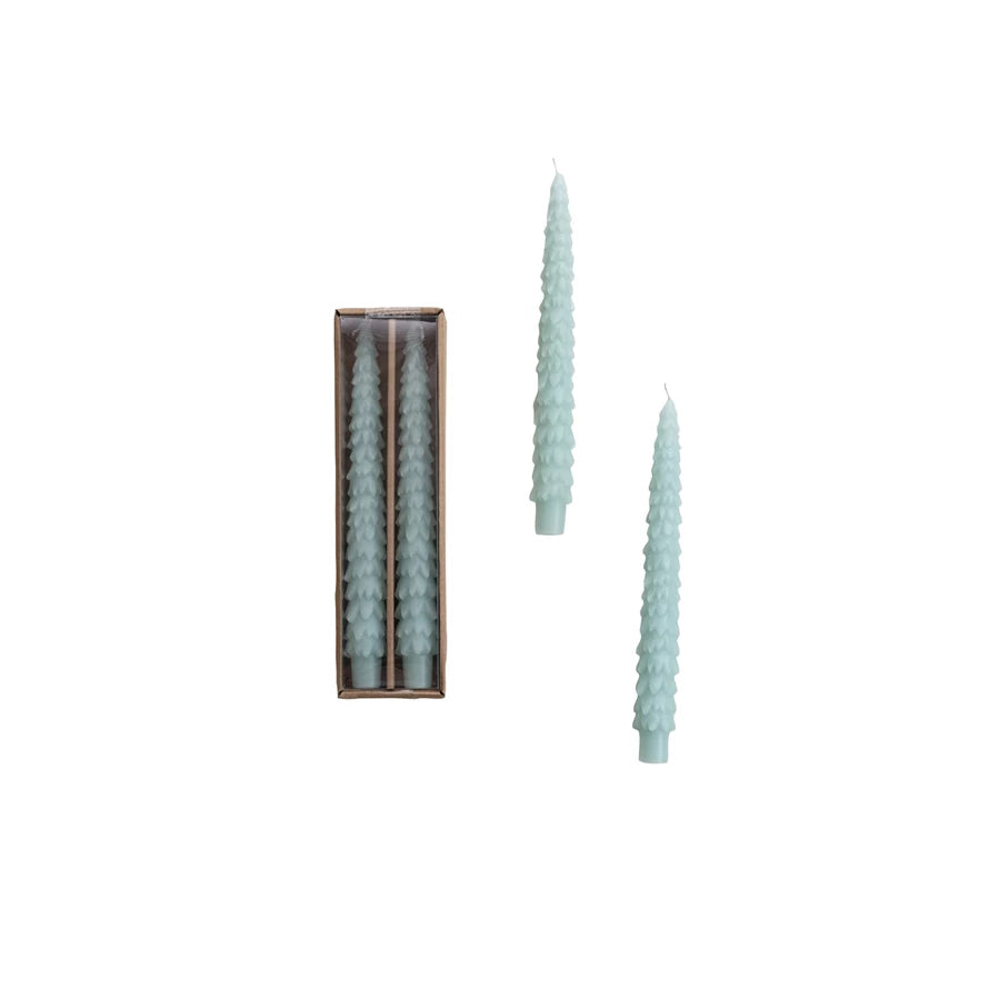 Mint Unscented Tree Shaped Taper Candles