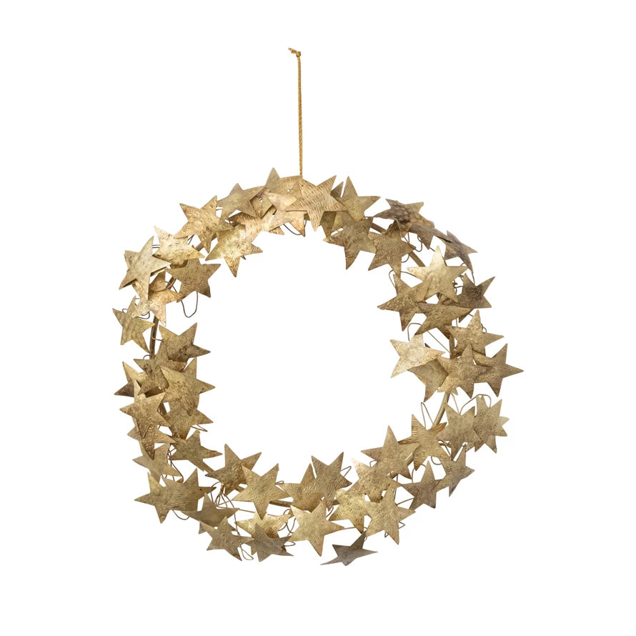 Round Embossed Metal Stars Wreath