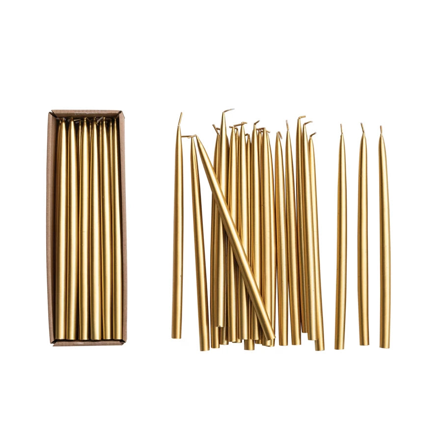 Gold Unscented Thin Taper Candles