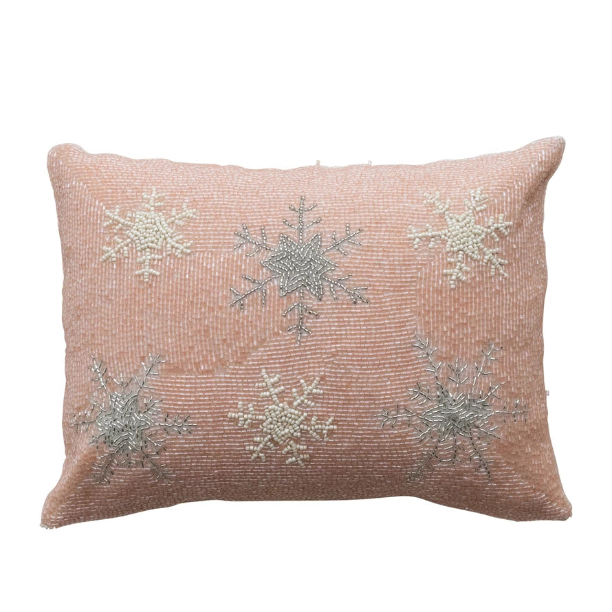 Cotton Slub Blend Beaded Lumbar Pillow