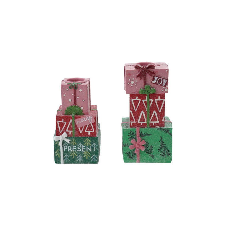 Resin Stacked Gifts Taper Holders