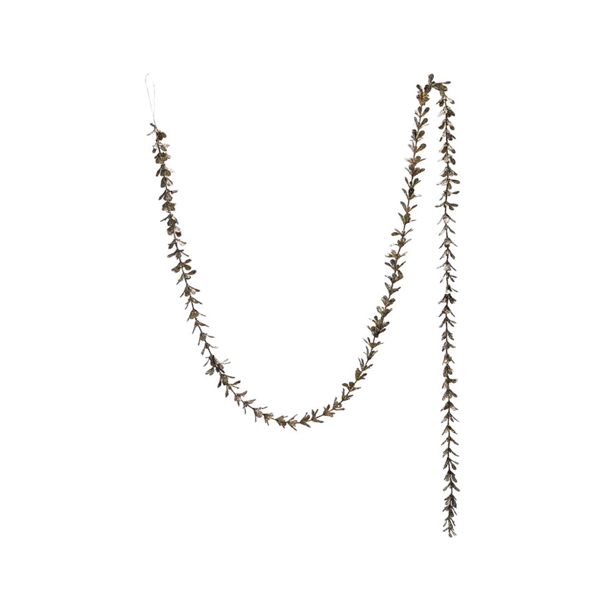 Faux Boxwood Garland with Glitter