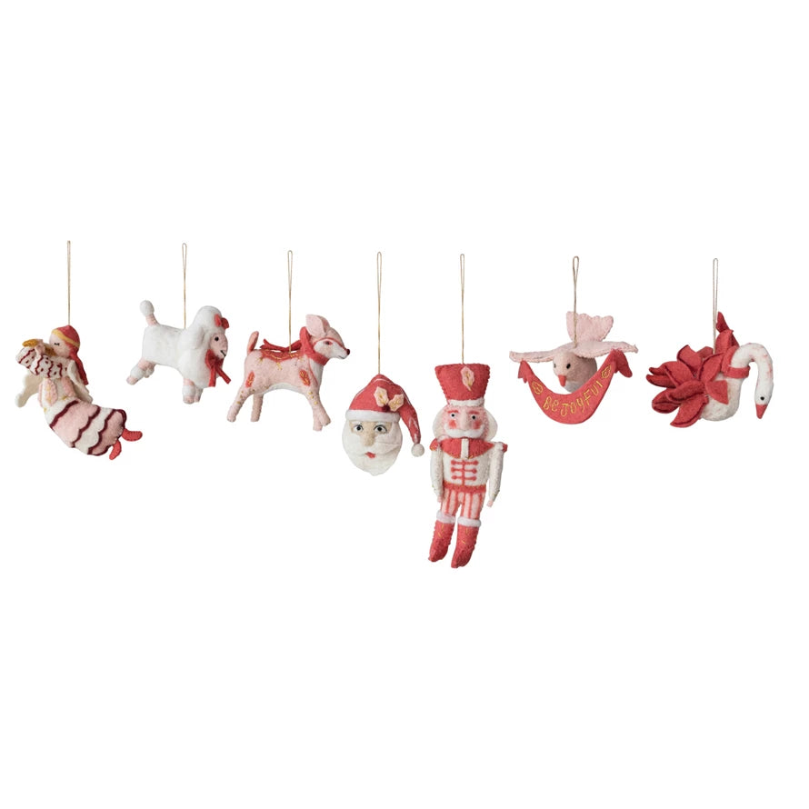 Handmade Wool Felt Santa Head Ornament