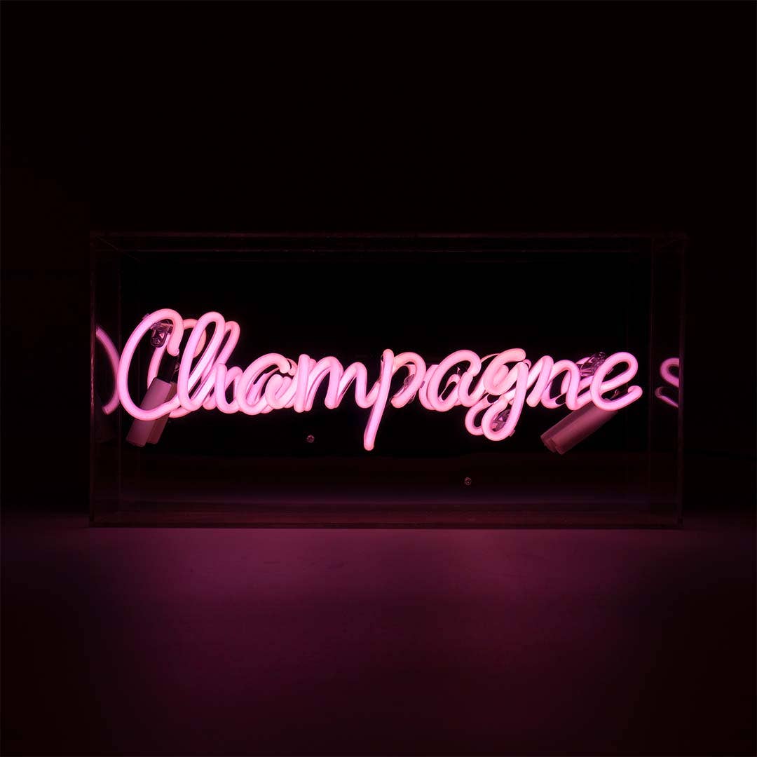 Cursive Neon Champagne Sign