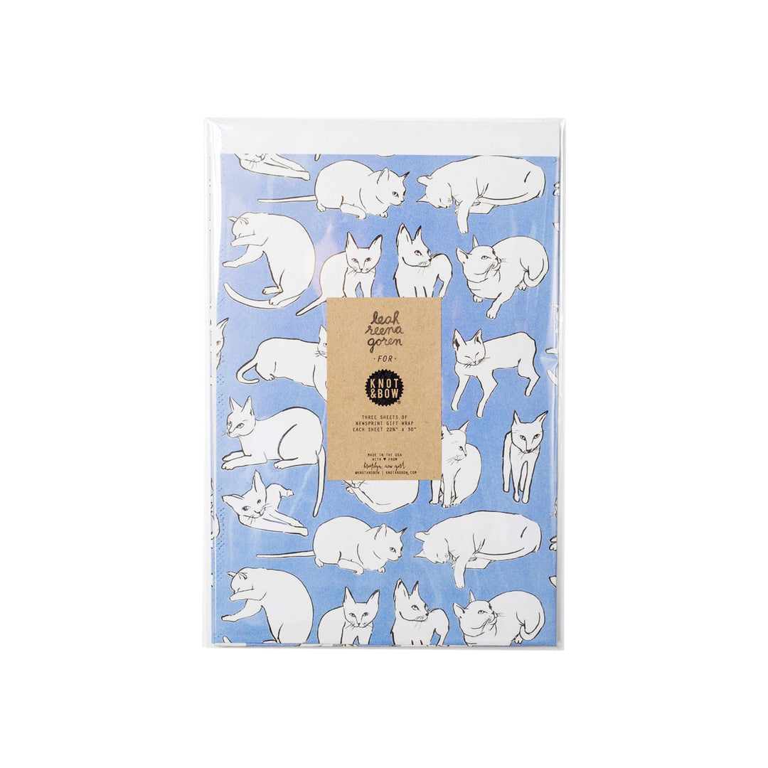 Violet Cats Newsprint Gift Wrap