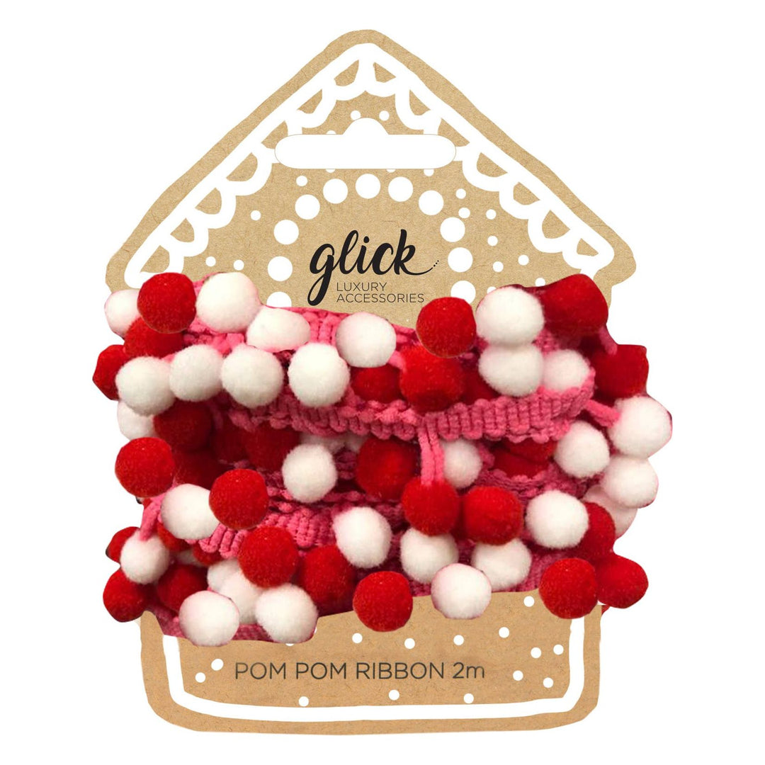 Festive Bright Pom Pom Ribbon