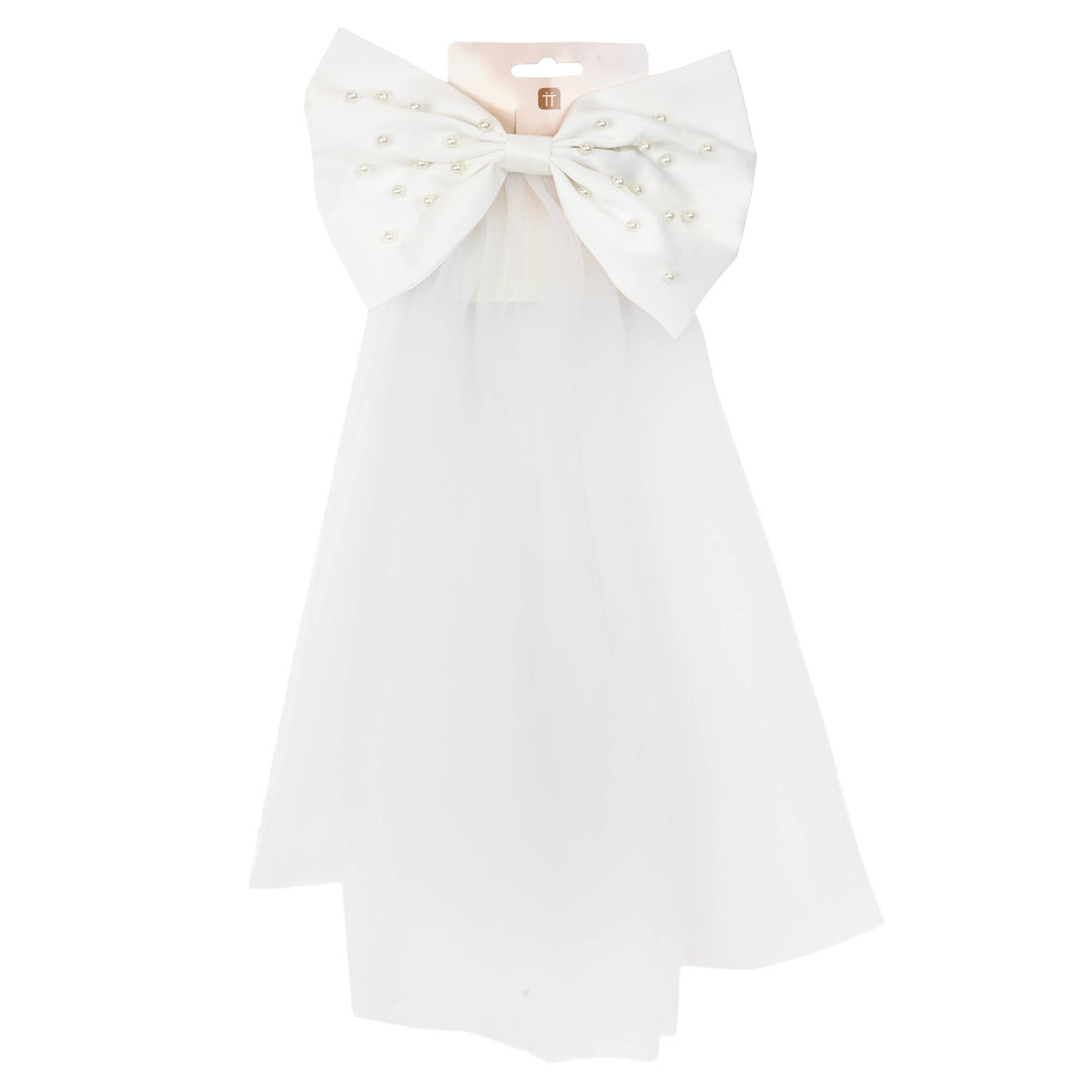 White Hair Bow and Wedding Veil