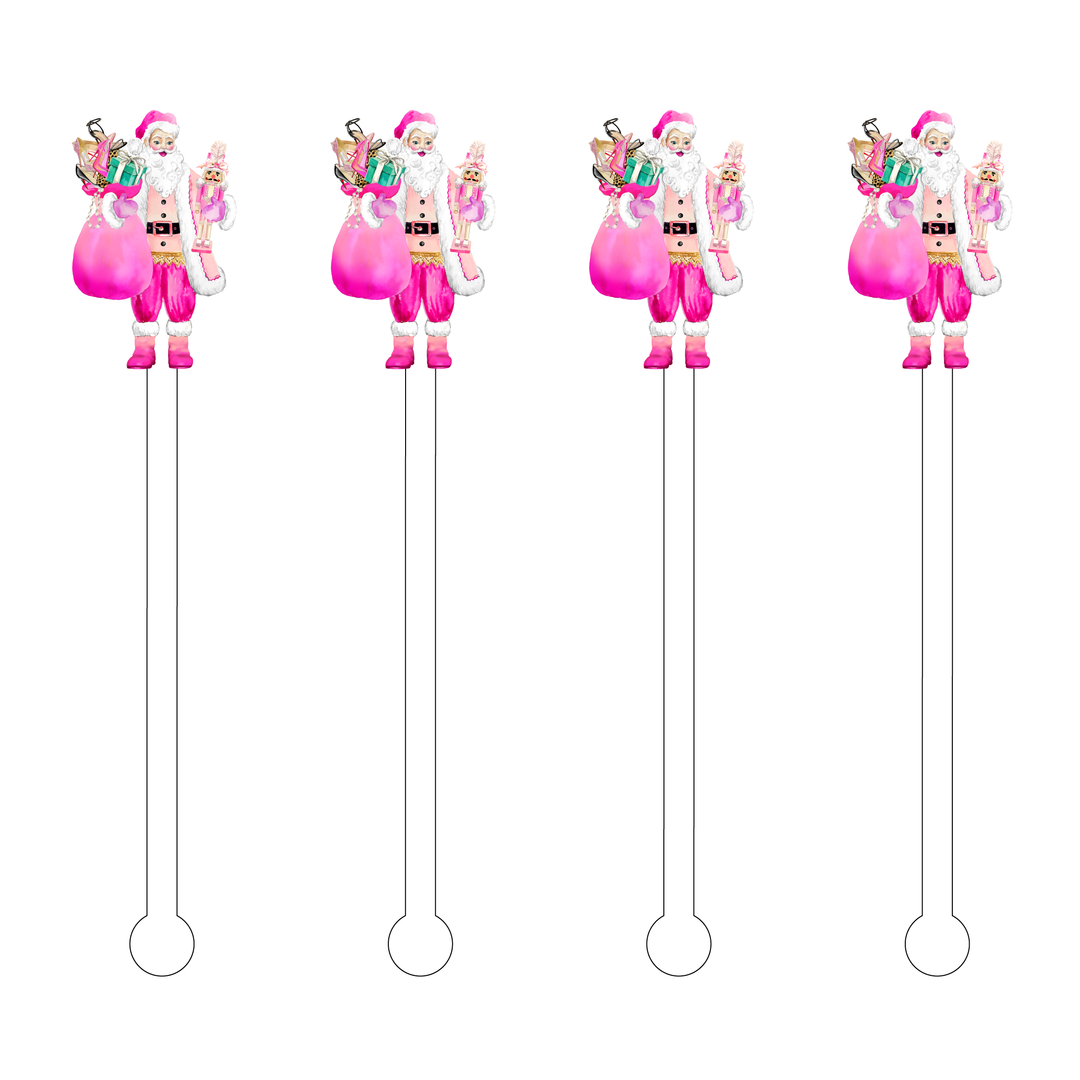 Couture Pink Santa Acrylic Stir Sticks