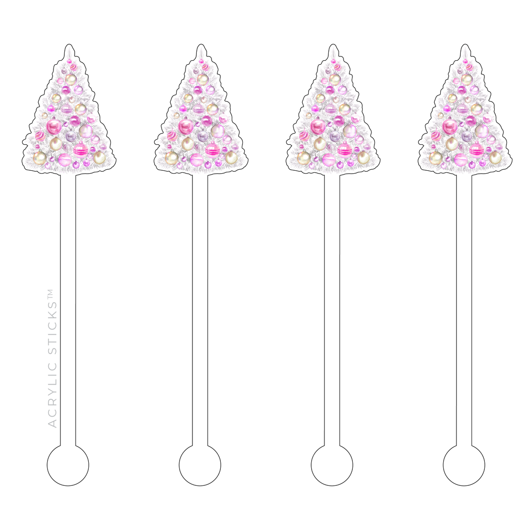 Pretty Pastel Christmas Tree Acrylic Stir Sticks