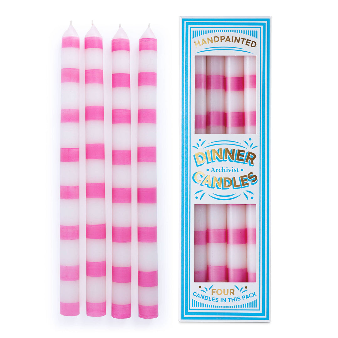 Pink Stripe Dinner Candle