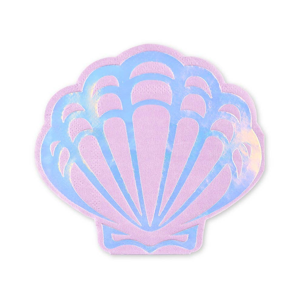 Mermaid Seashell Purple Paper Party Napkins