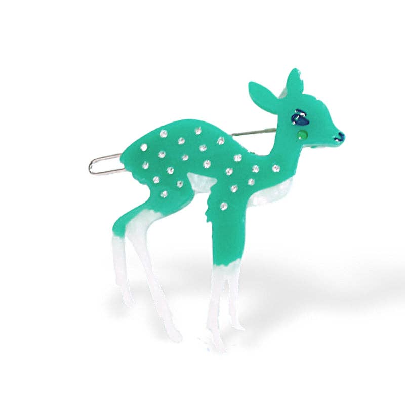 Green Deer Hair Clip