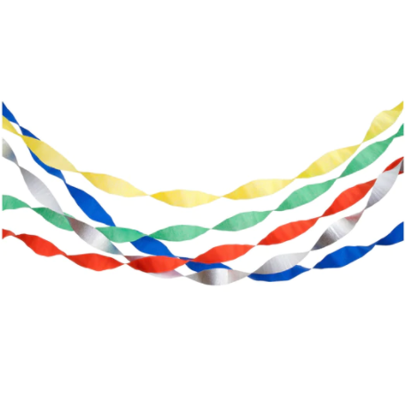 Primary Color Party Crepe Paper Streamers