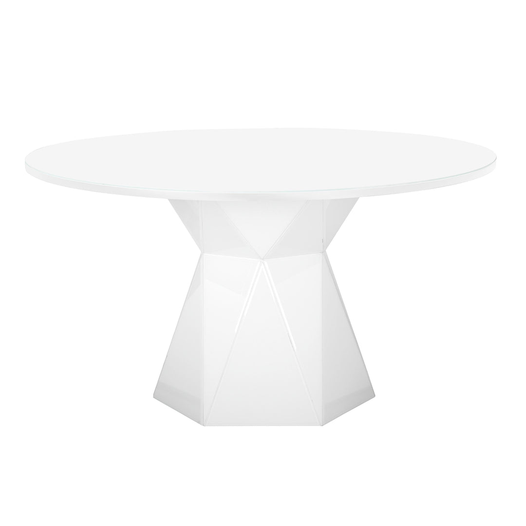Iris White Glass Dining Table
