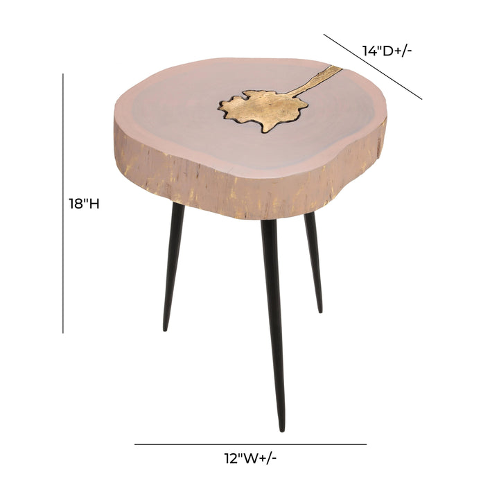 Timber Pink and Brass Side Table