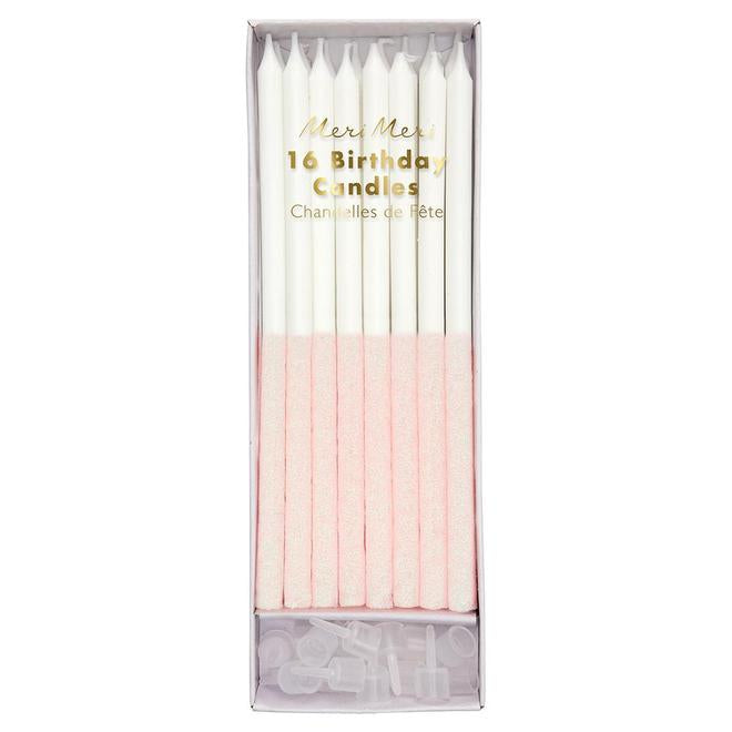 Pale Pink Glitter Dipped Candle