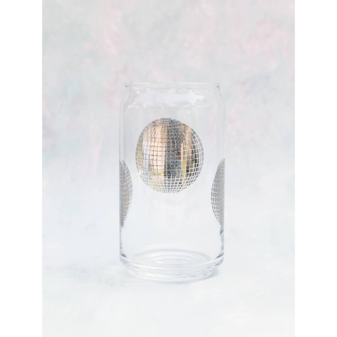 Metallic Silver Disco Ball Glass