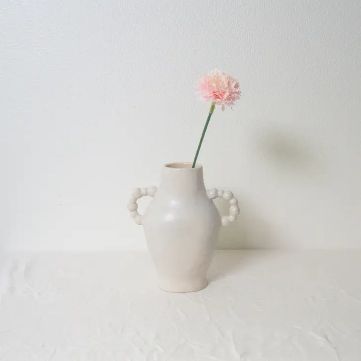 Matte White Beaded Vase
