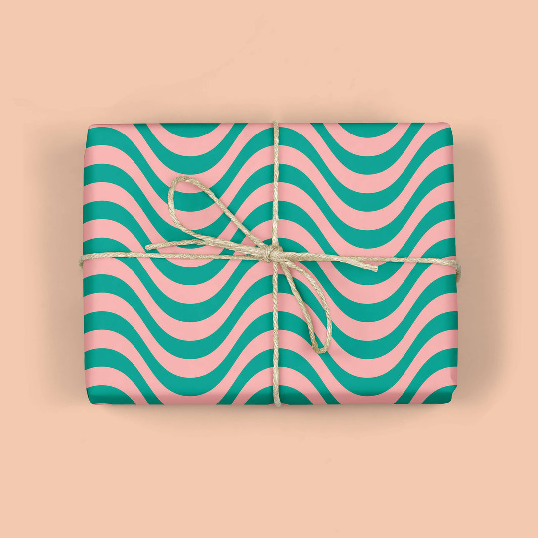 Retro Wave Pattern Gift Wrap