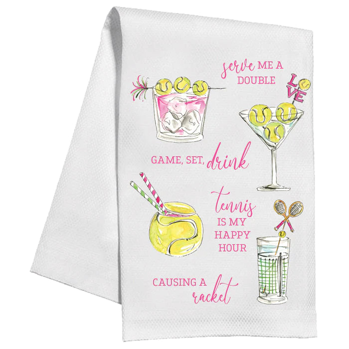 Tennis Cocktails and Sayings Kitchen Towel