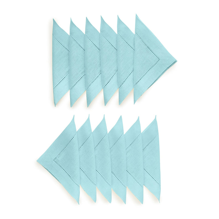 Aqua Blue 100% Linen Cocktail Napkins