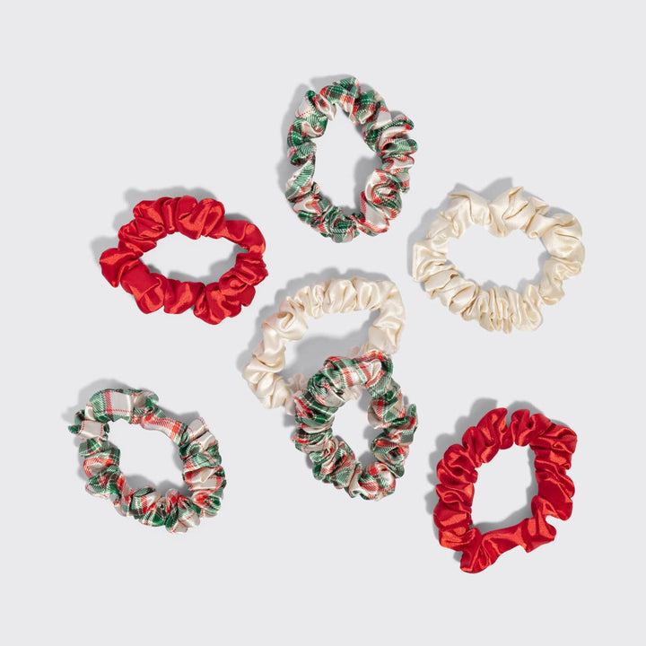 Holiday Ruched Satin Scrunchies