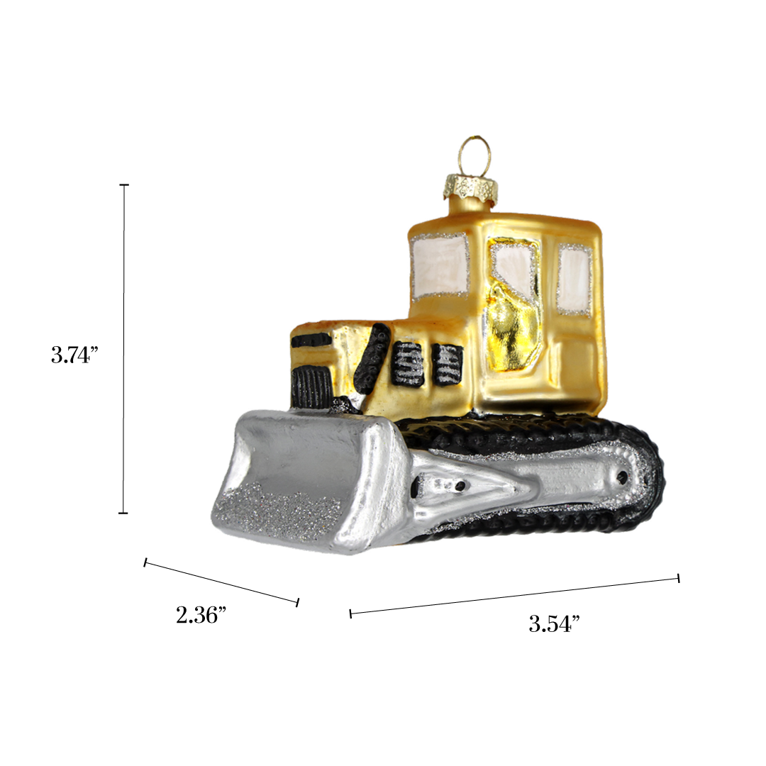 Bulldozer Glass Holiday Ornament