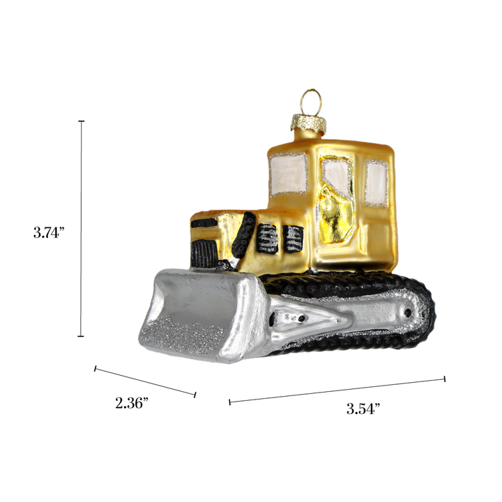 Bulldozer Glass Holiday Ornament
