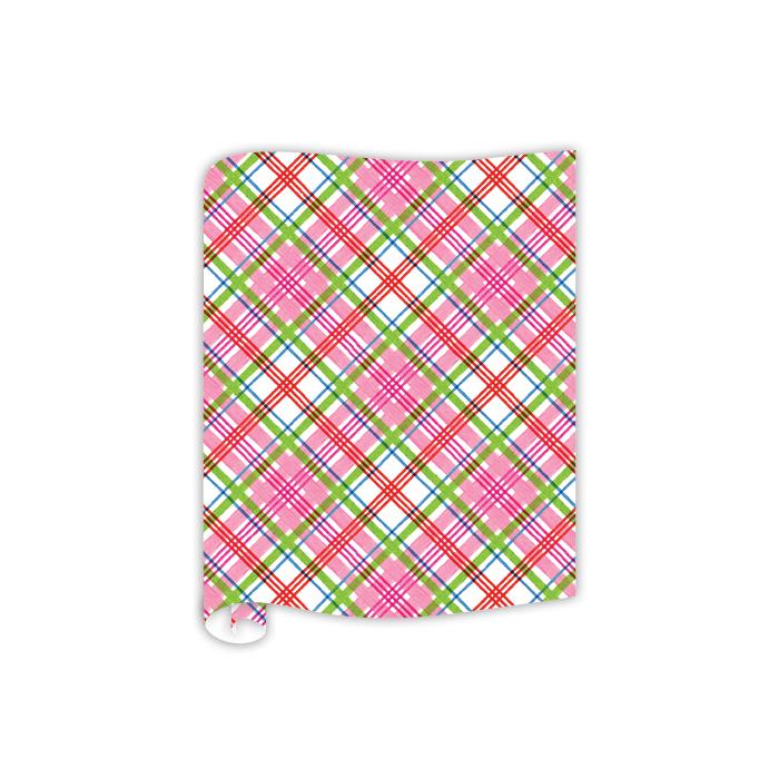 Pink Peppermint Plaid Wrapping Paper